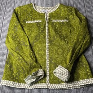 Vintage Isaac Mizrahi Live Green Paisley Medallion Jacket Women's 10